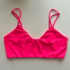 MIKOH Capri Basic Scoop Top in Neon Pink size XL